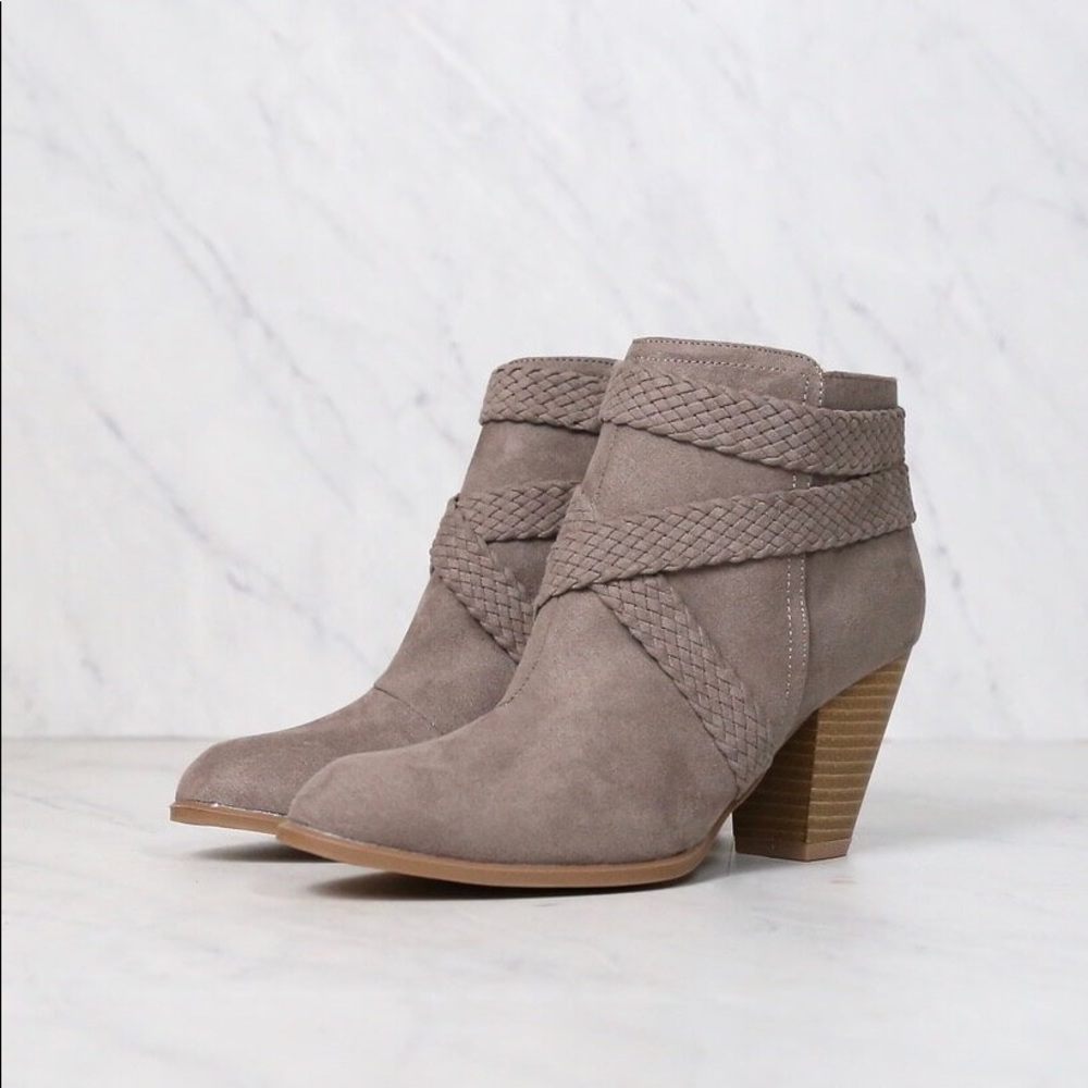 Braided Vegan Suede Booties